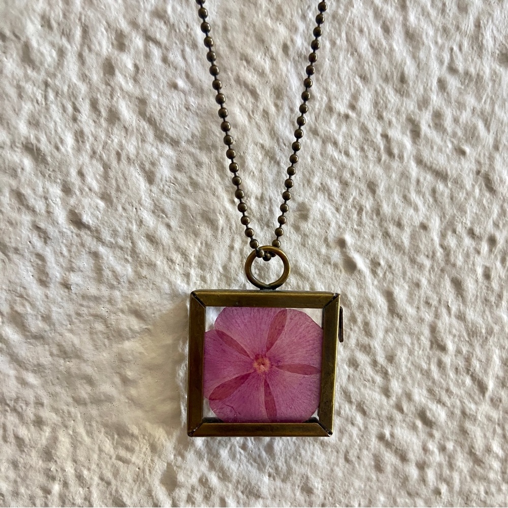 Long Pressed Flower Necklace